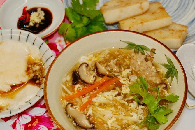Turnip cake, Pork thick soup, Tofu pudding. Taiwan Traditional Light Meals Experience-C (Taipei Cooking Class) - Taiwanese light meals, explained through food you can taste