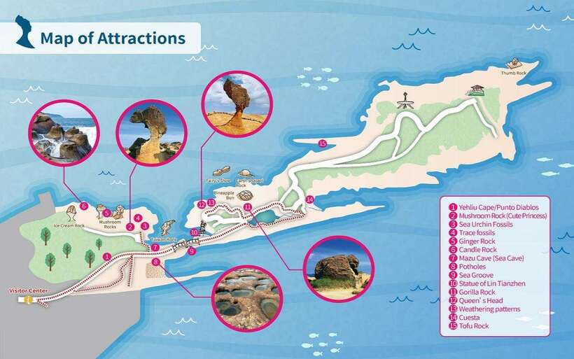 Yehliu Geopark Admission Ticket - The coastal walk you will actually follow: Queen’s Head first
